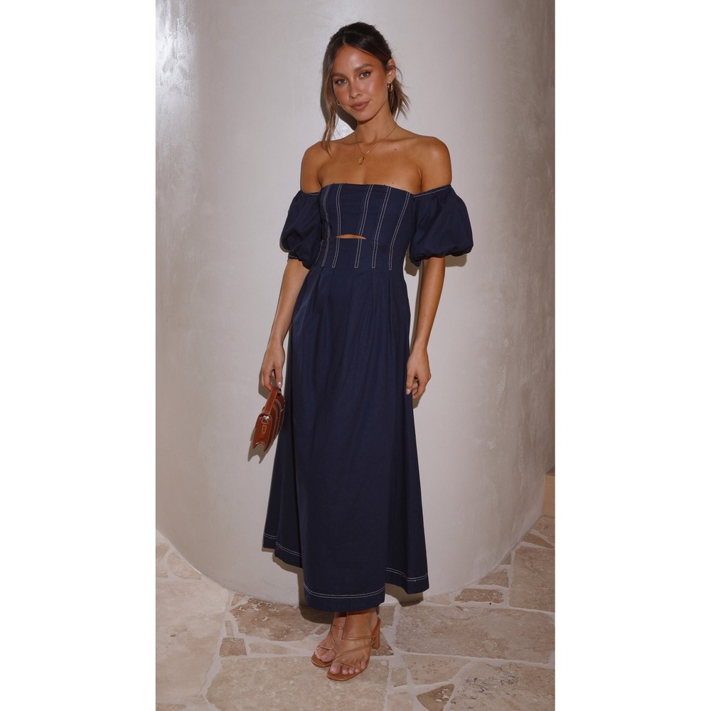 Billy J Claira Midi Dress in Navy Size 16 Coastal Contemporary Chic Casual